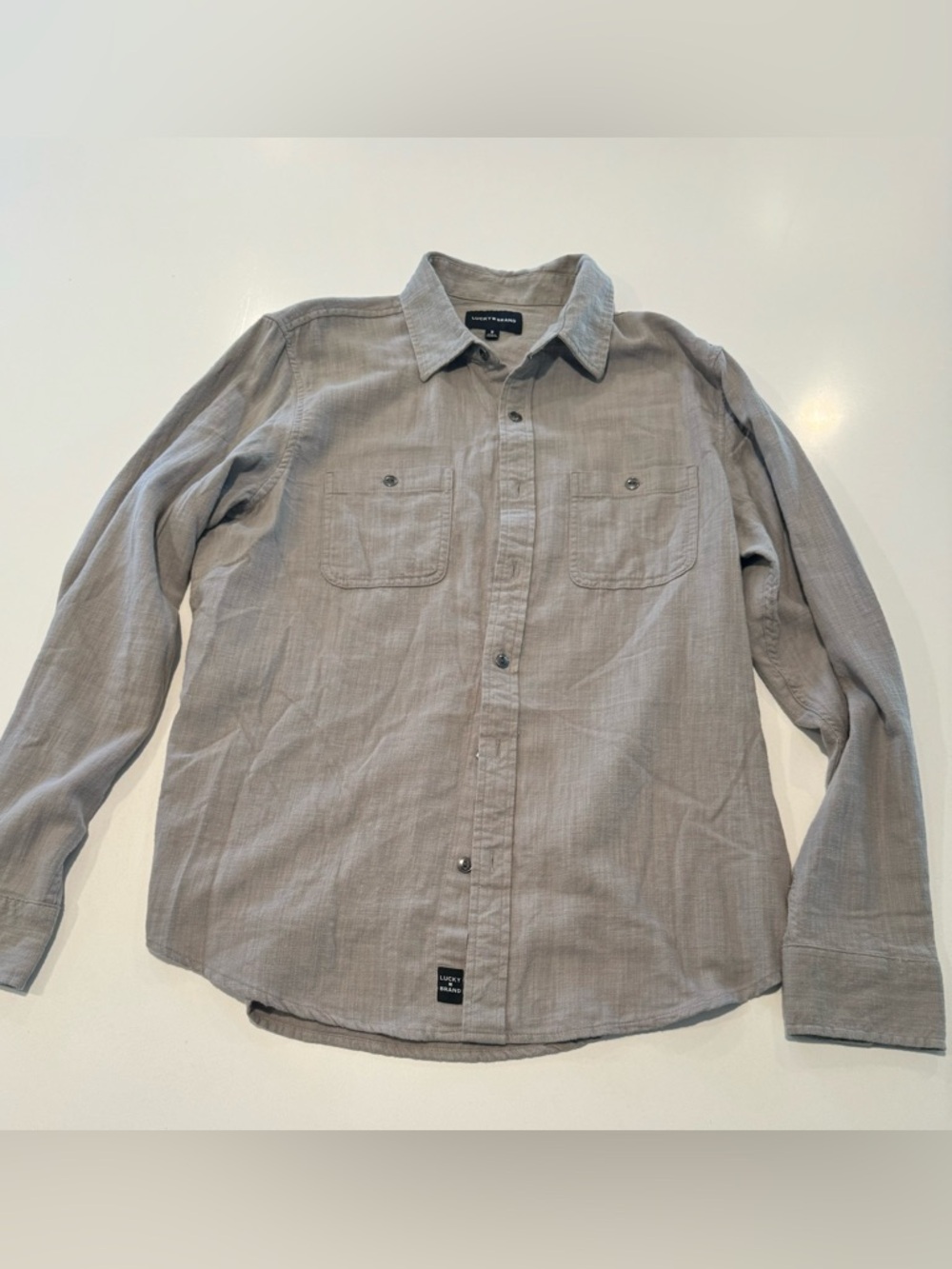 Lucky Brand Men's Long-Sleeve Button-Up Shirt in Light beige